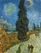 Vincent Van Gogh Road with Cypress and Star oil painting artist